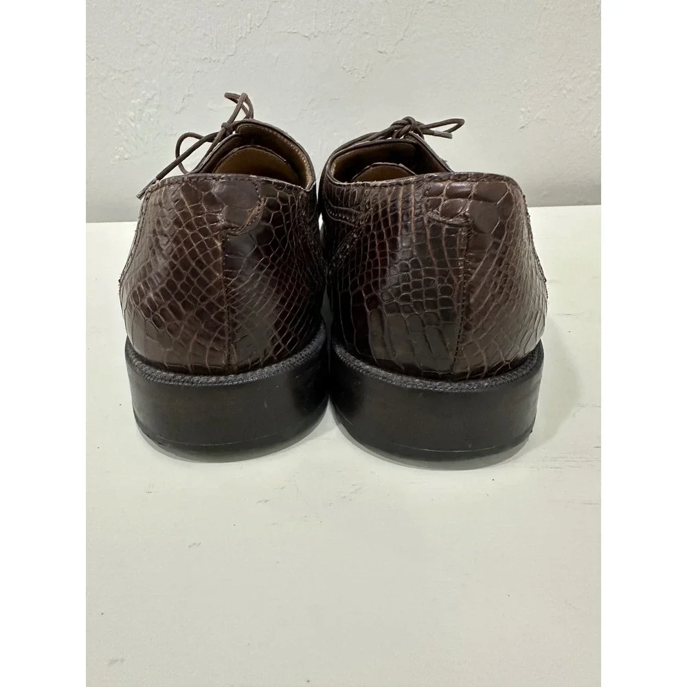 Mezlan Platinum Men 9.5 M Brown Genuine Alligator Crocodile Skin Oxford Shoes